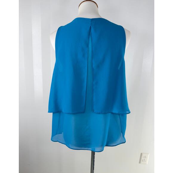 EAM Blue V Neck Sheer Top - Picture 4 of 10